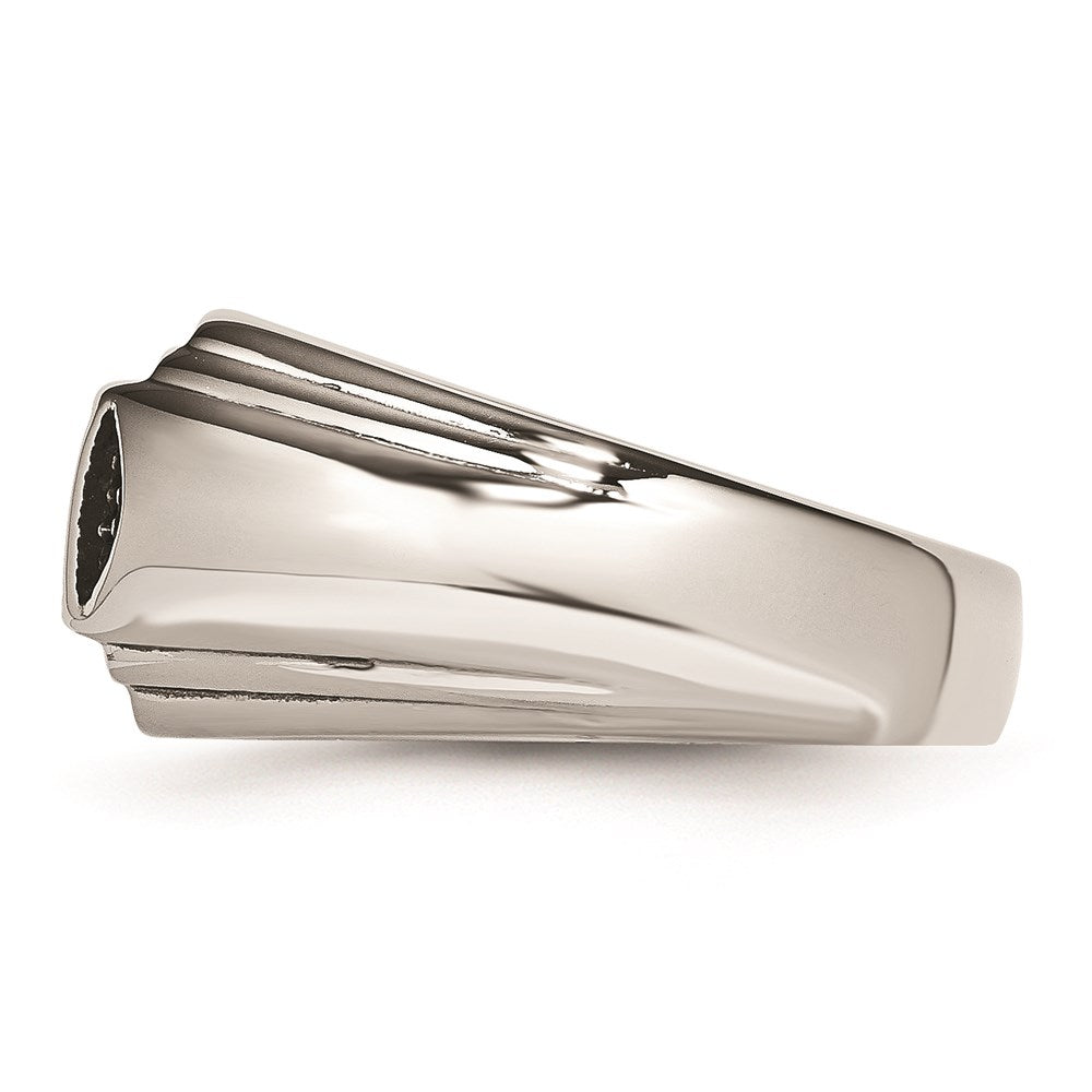 Unisex Fashion Jewelry, Chisel Brand Stainless Steel Black Enamel Polished Dad Ring Band