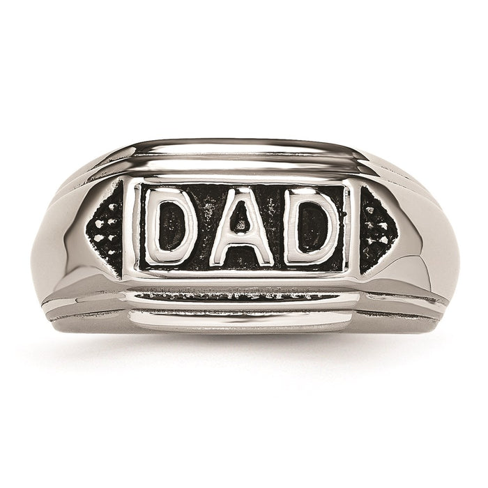 Unisex Fashion Jewelry, Chisel Brand Stainless Steel Black Enamel Polished Dad Ring Band
