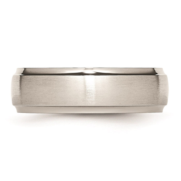 Unisex Fashion Jewelry, Chisel Brand Stainless Steel Ridged Edge 7mm Brushed and Polished Ring Band