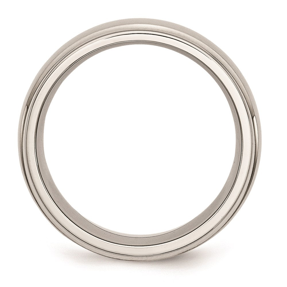 Unisex Fashion Jewelry, Chisel Brand Stainless Steel Ridged Edge 8mm Brushed and Polished Ring Band