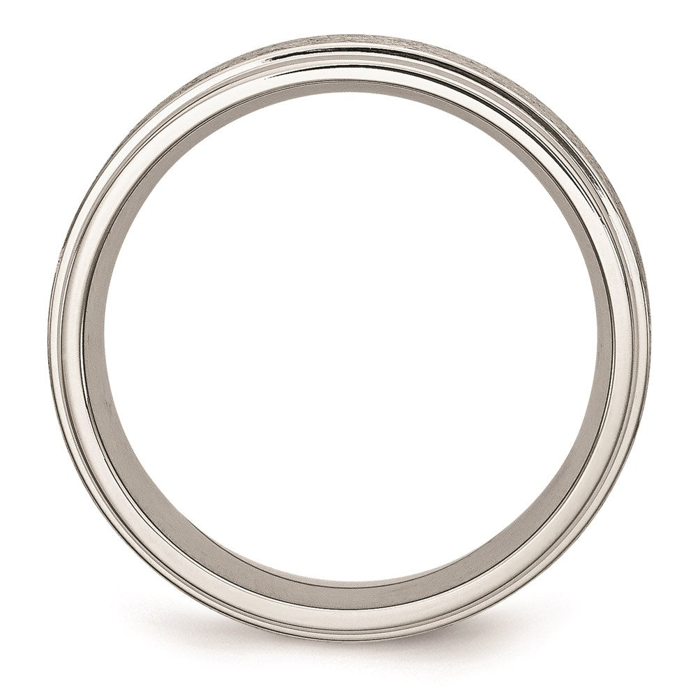 Unisex Fashion Jewelry, Chisel Brand Stainless Steel Grooved Edge 8mm Brushed and Polished Ring Band