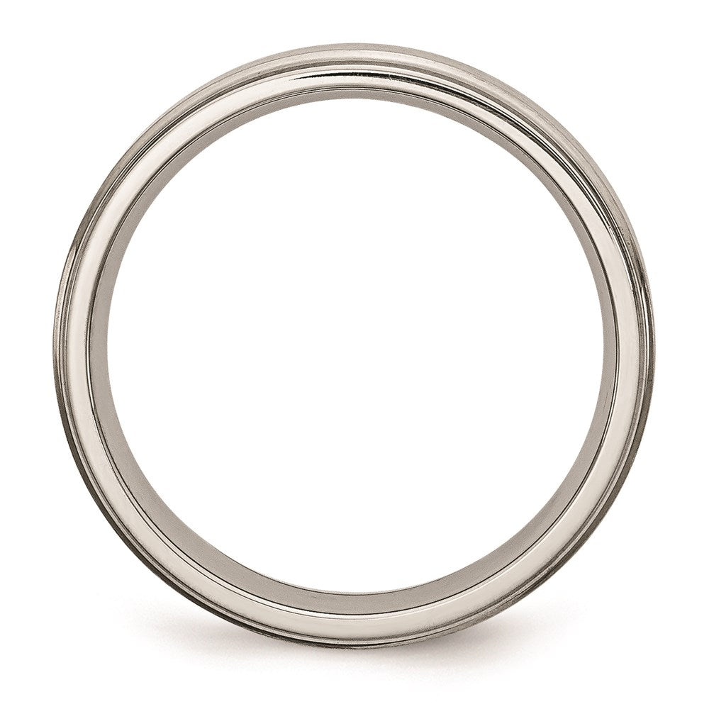 Unisex Fashion Jewelry, Chisel Brand Stainless Steel Grooved Edge 6mm Brushed and Polished Ring Band
