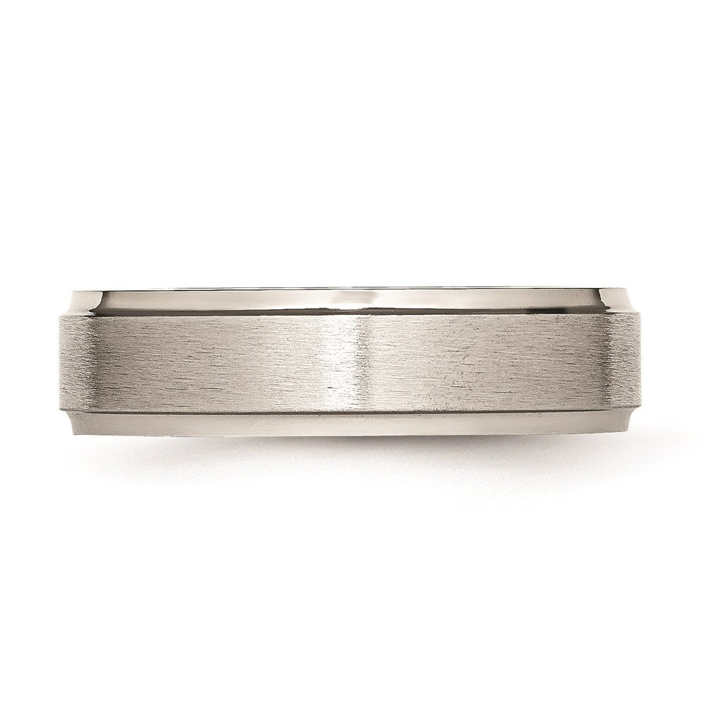 Unisex Fashion Jewelry, Chisel Brand Stainless Steel Grooved Edge 6mm Brushed and Polished Ring Band