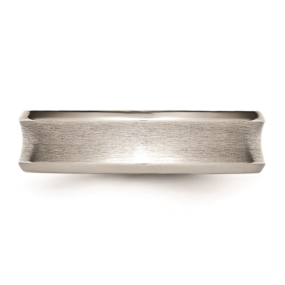 Unisex Fashion Jewelry, Chisel Brand Stainless Steel Concave Beveled Edge 6mm Brushed/Polished Ring Band