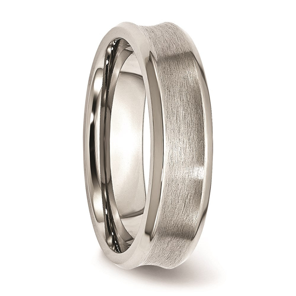 Unisex Fashion Jewelry, Chisel Brand Stainless Steel Concave Beveled Edge 6mm Brushed/Polished Ring Band