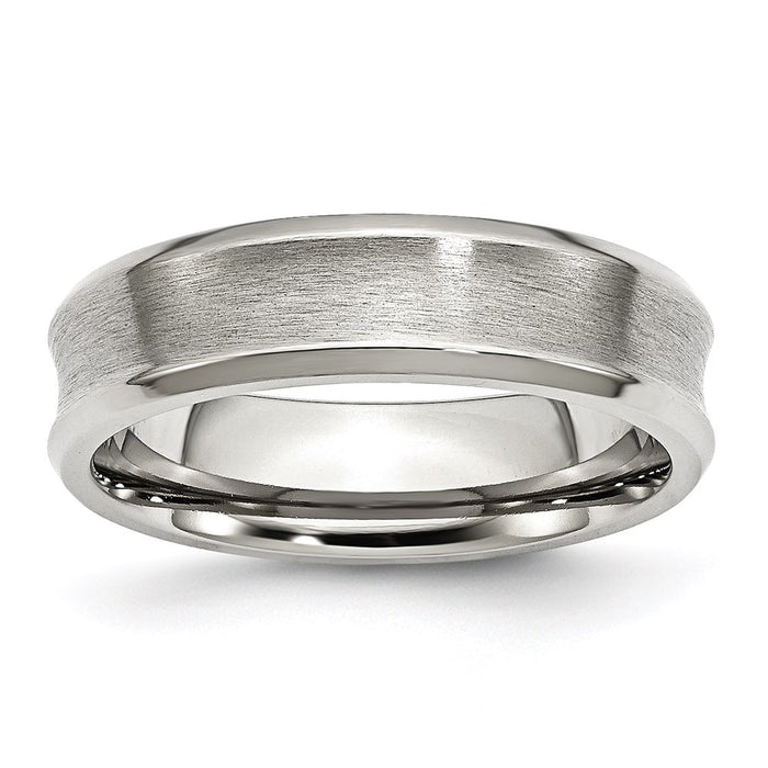 Unisex Fashion Jewelry, Chisel Brand Stainless Steel Concave Beveled Edge 6mm Brushed/Polished Ring Band