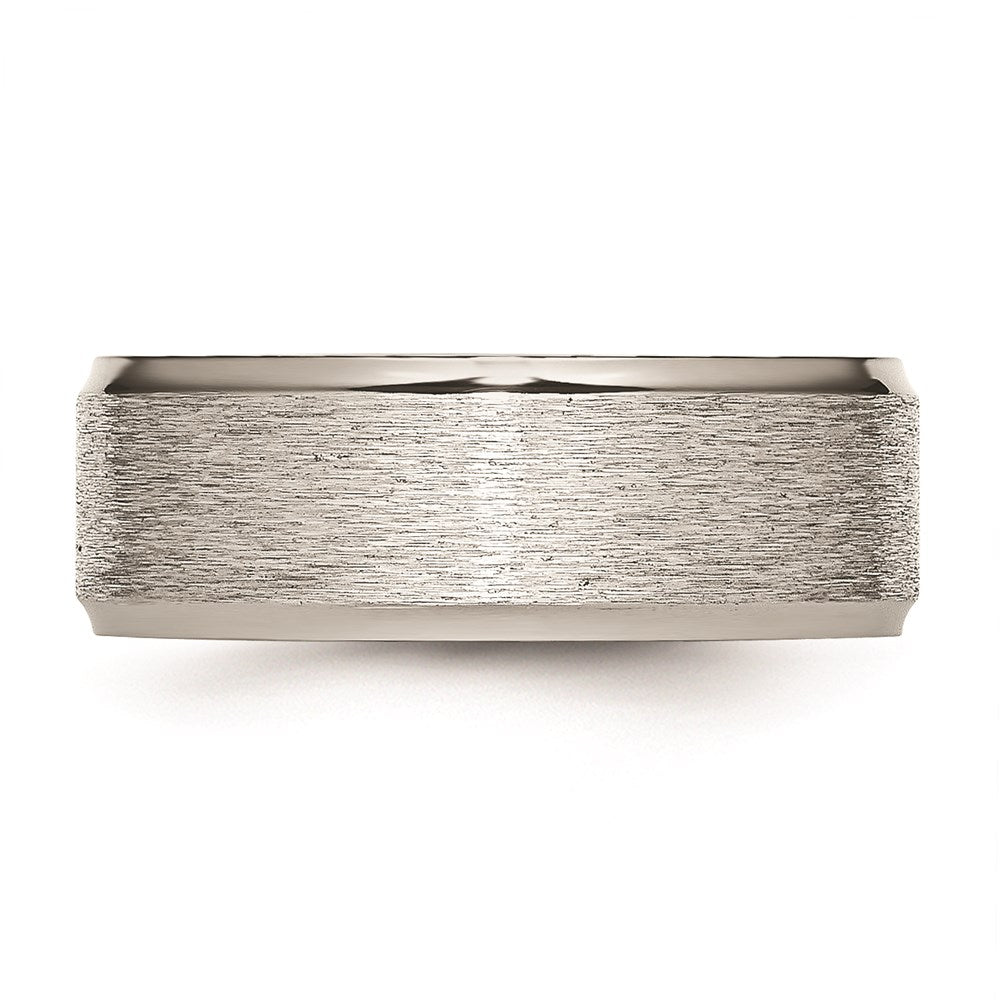 Unisex Fashion Jewelry, Chisel Brand Stainless Steel Ridged Edge 8mm Brushed and Polished Ring Band