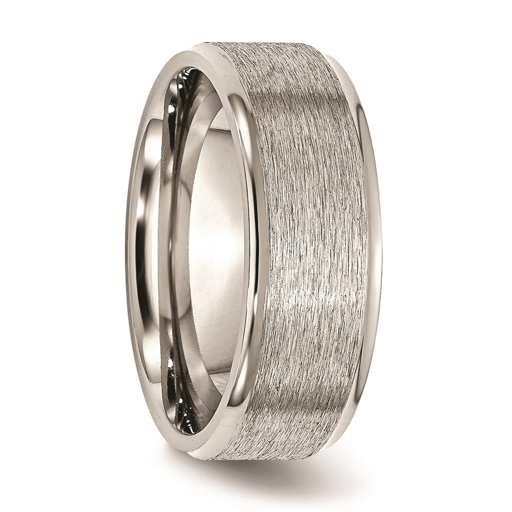 Unisex Fashion Jewelry, Chisel Brand Stainless Steel Ridged Edge 8mm Brushed and Polished Ring Band
