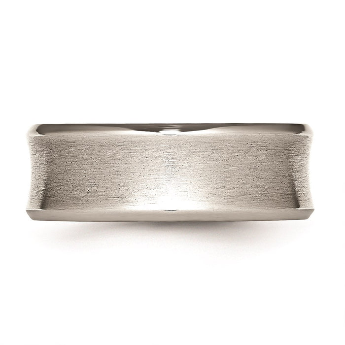 Unisex Fashion Jewelry, Chisel Brand Stainless Steel Beveled Edge Concave 8mm Brushed Ring Band