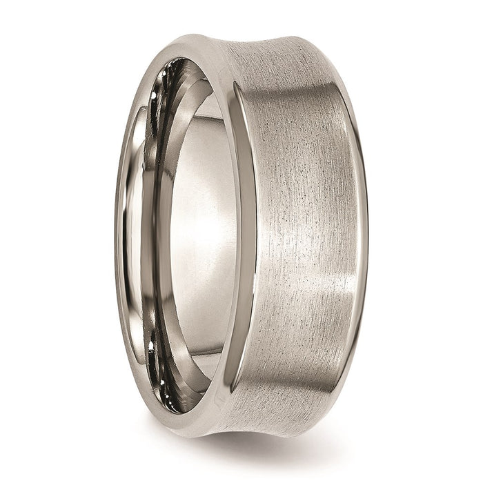 Unisex Fashion Jewelry, Chisel Brand Stainless Steel Beveled Edge Concave 8mm Brushed Ring Band