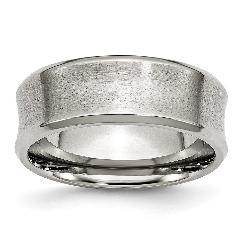 Unisex Fashion Jewelry, Chisel Brand Stainless Steel Beveled Edge Concave 8mm Brushed Ring Band