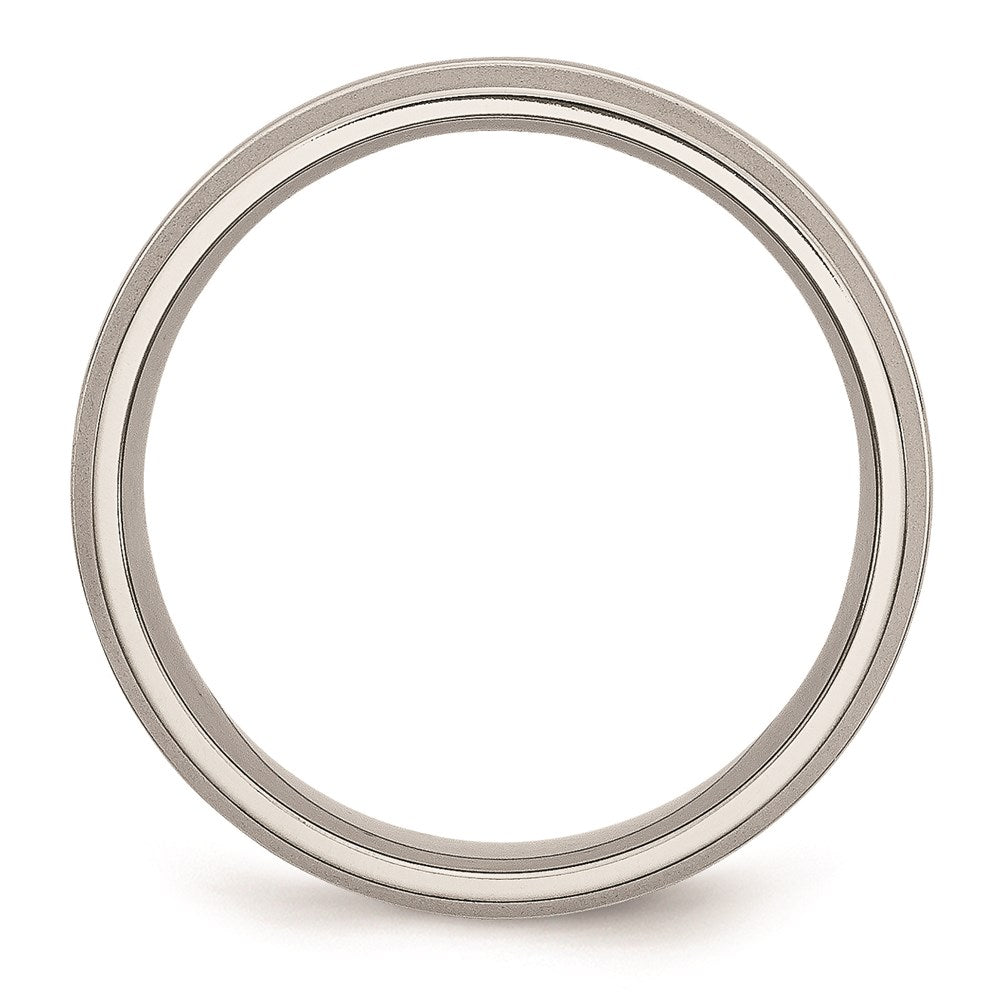Unisex Fashion Jewelry, Chisel Brand Stainless Steel Grooved 6mm Brushed and Polished Ring Band