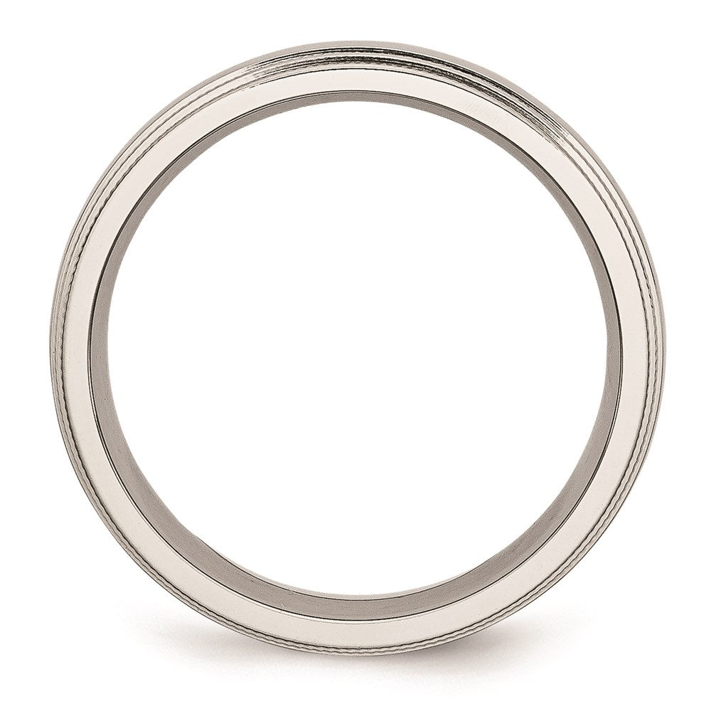 Unisex Fashion Jewelry, Chisel Brand Stainless Steel Grooved and Beaded 6mm Polished Ring Band
