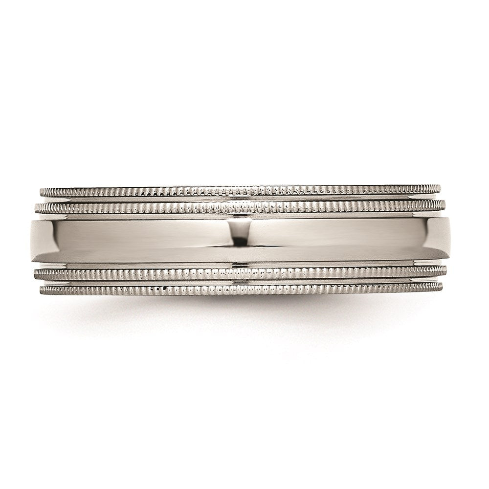 Unisex Fashion Jewelry, Chisel Brand Stainless Steel Grooved and Beaded 6mm Polished Ring Band