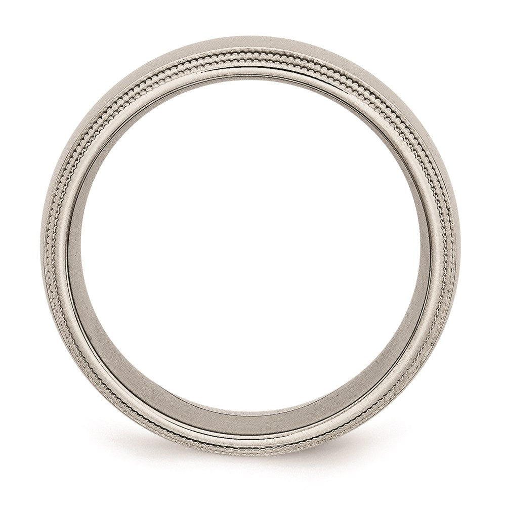 Unisex Fashion Jewelry, Chisel Brand Stainless Steel Grooved and Beaded 8mm Polished Ring Band