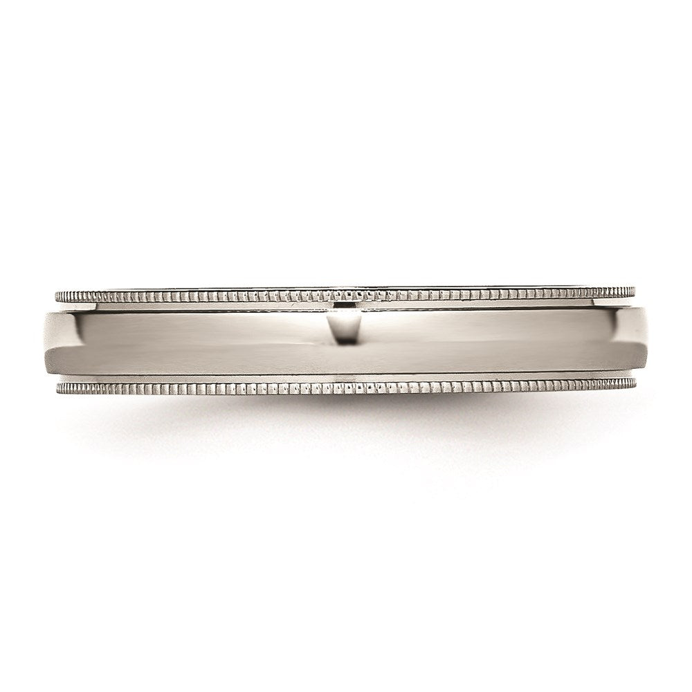 Unisex Fashion Jewelry, Chisel Brand Stainless Steel Grooved and Beaded 4mm Polished Ring Band