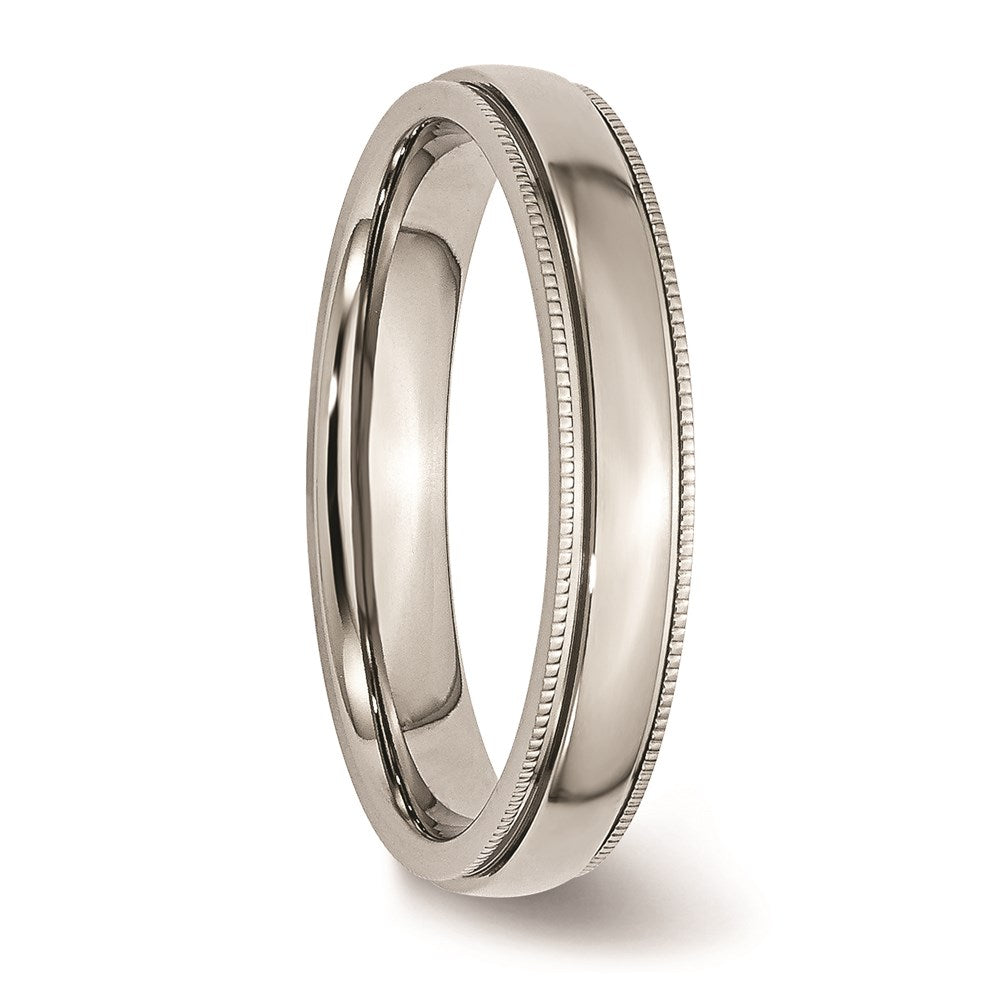 Unisex Fashion Jewelry, Chisel Brand Stainless Steel Grooved and Beaded 4mm Polished Ring Band