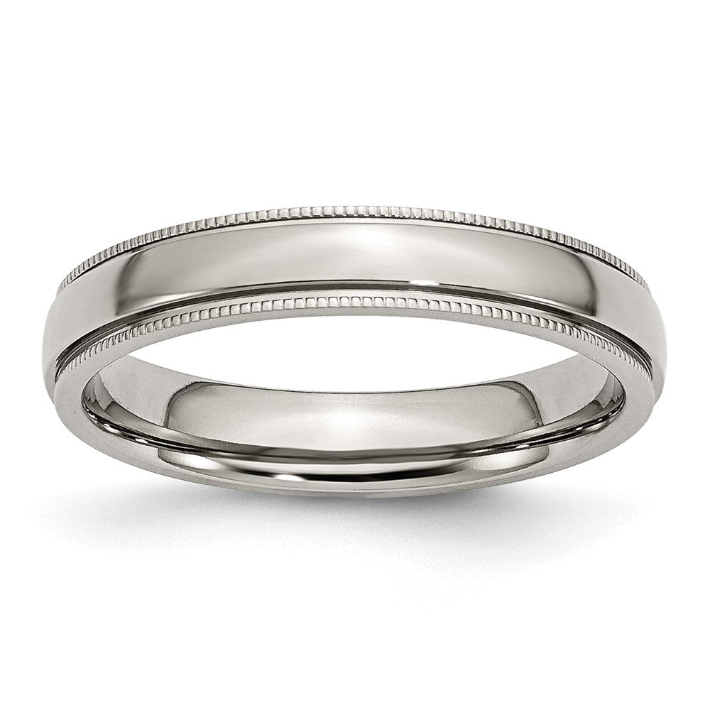 Unisex Fashion Jewelry, Chisel Brand Stainless Steel Grooved and Beaded 4mm Polished Ring Band