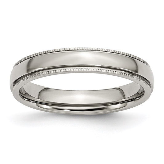 Unisex Fashion Jewelry, Chisel Brand Stainless Steel Grooved and Beaded 4mm Polished Ring Band
