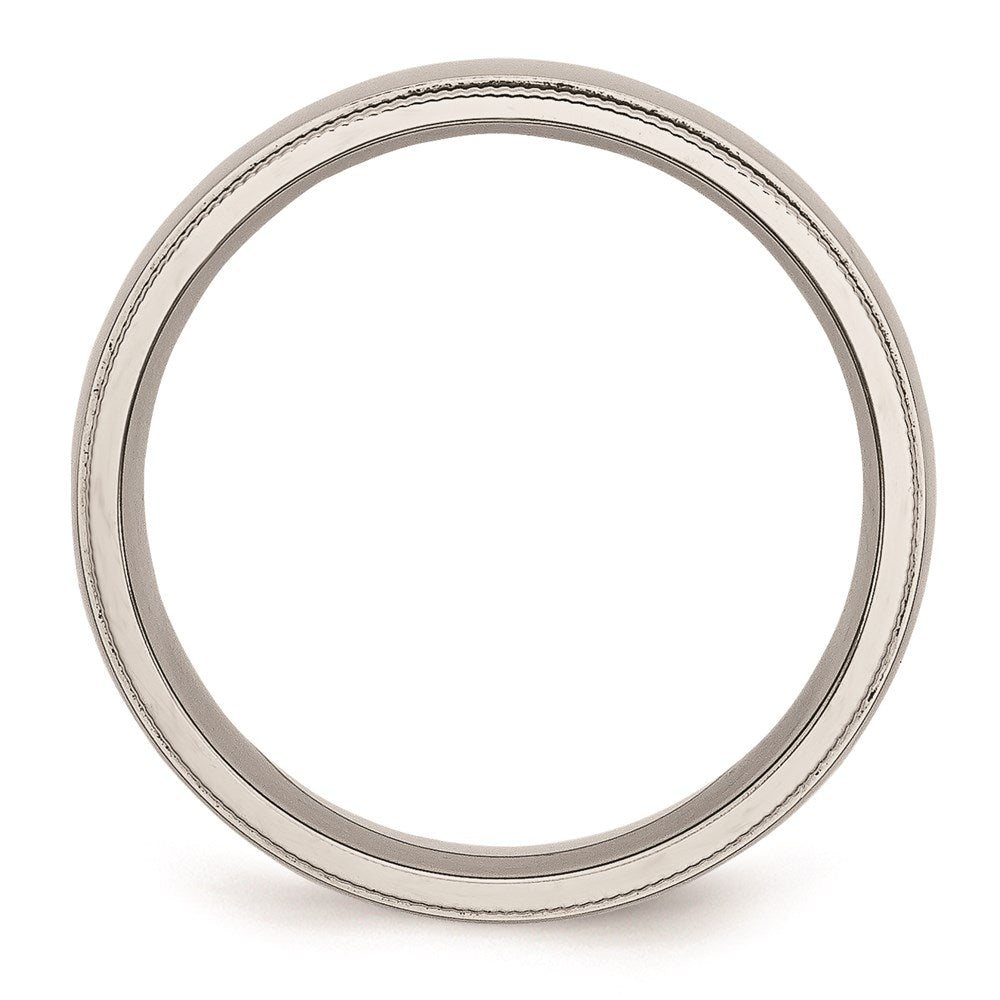 Unisex Fashion Jewelry, Chisel Brand Stainless Steel Grooved and Beaded 6mm Polished Ring Band