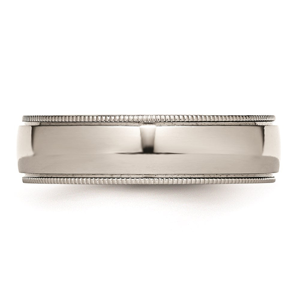 Unisex Fashion Jewelry, Chisel Brand Stainless Steel Grooved and Beaded 6mm Polished Ring Band