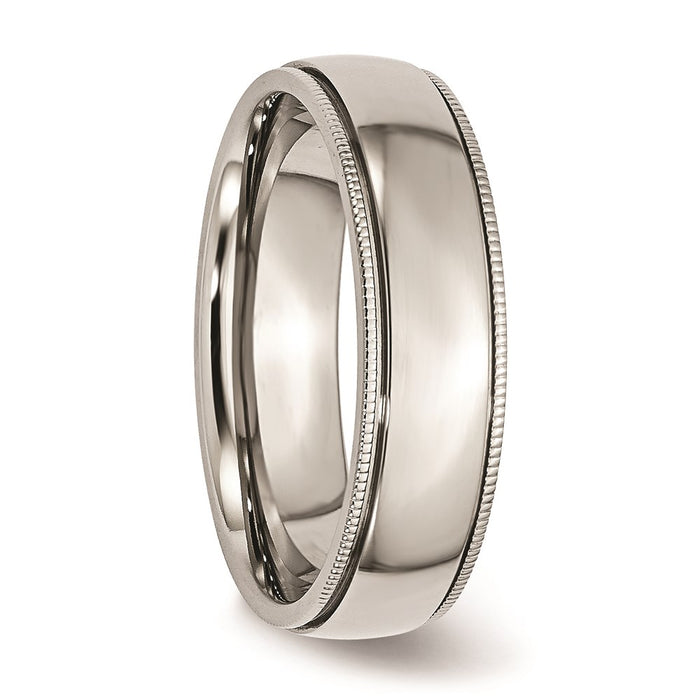 Unisex Fashion Jewelry, Chisel Brand Stainless Steel Grooved and Beaded 6mm Polished Ring Band