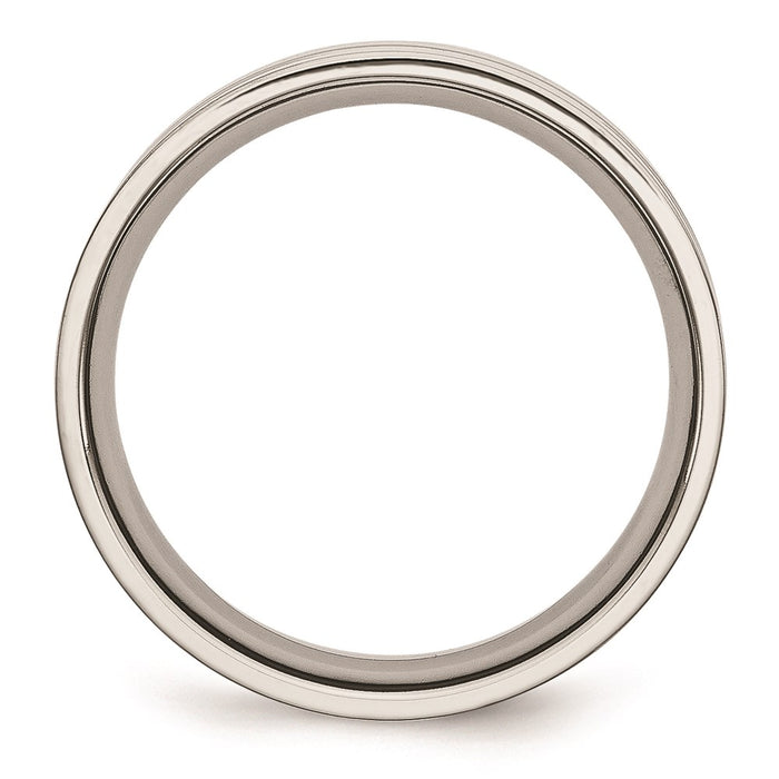 Unisex Fashion Jewelry, Chisel Brand Stainless Steel Grooved 6mm Polished Ring Band