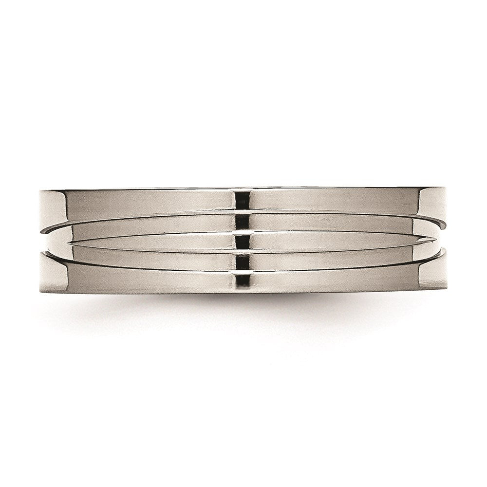 Unisex Fashion Jewelry, Chisel Brand Stainless Steel Grooved 6mm Polished Ring Band