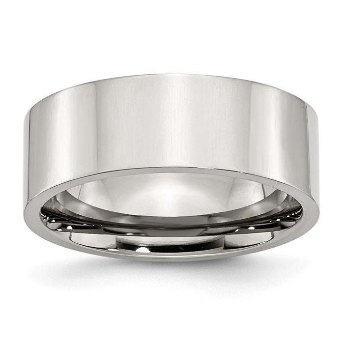 Unisex Fashion Jewelry, Chisel Brand Stainless Steel Flat 8mm Polished Ring Band