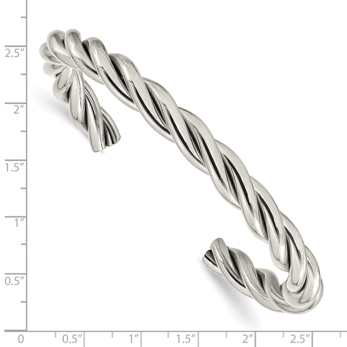 Chisel Brand Jewelry, Stainless Steel Twisted Polished Cuff Bangle