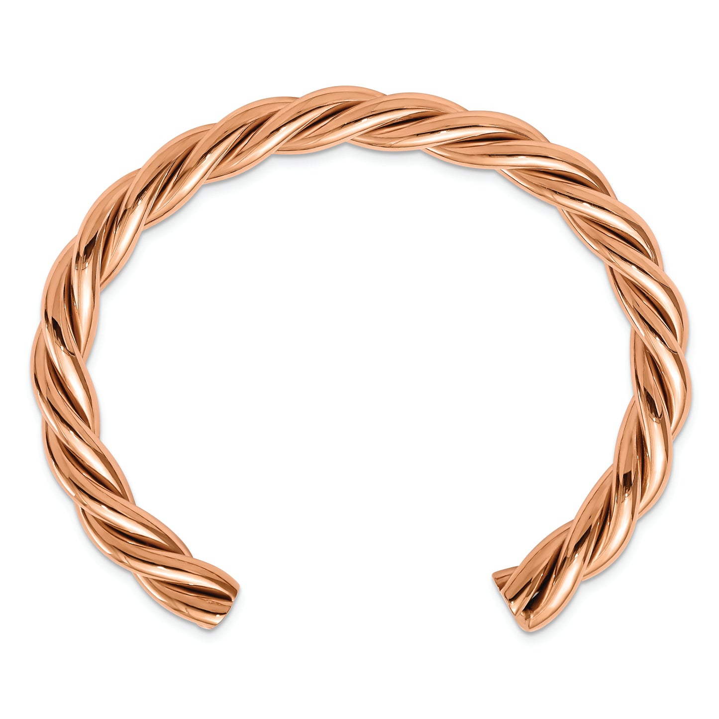 Chisel Brand Jewelry, Stainless Steel Twisted Polished Pink IP-plated Cuff Bangle