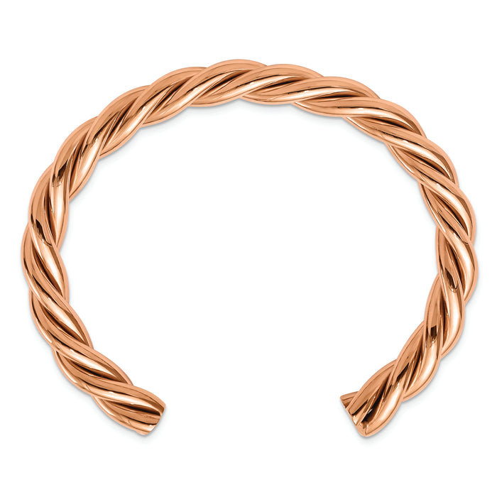 Chisel Brand Jewelry, Stainless Steel Twisted Polished Pink IP-plated Cuff Bangle