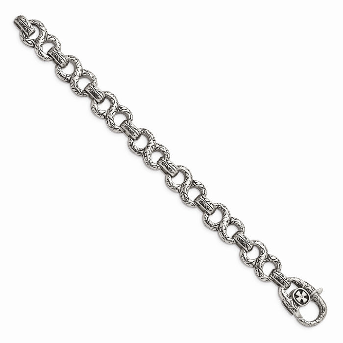 Chisel Brand Jewelry, Stainless Steel Polished & Antiqued 8.5in Men's Bracelet