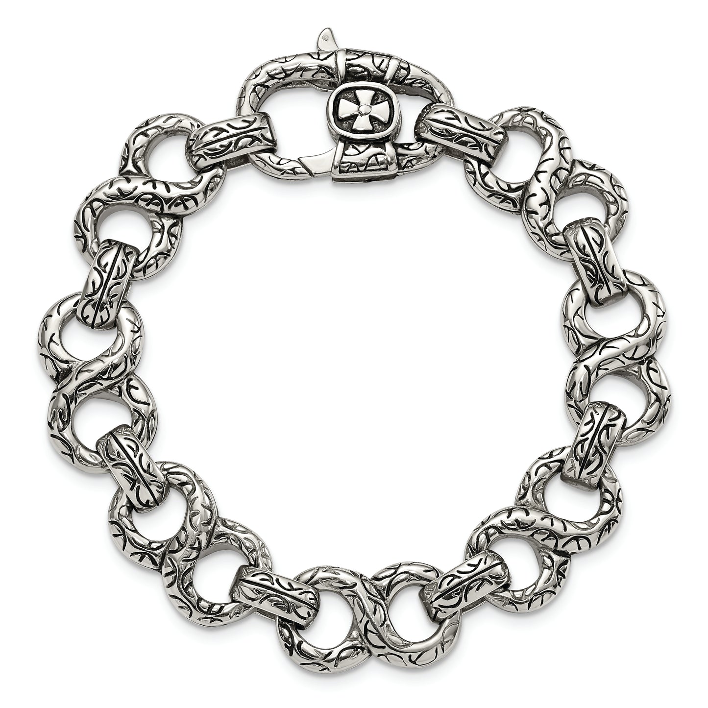 Chisel Brand Jewelry, Stainless Steel Polished & Antiqued 8.5in Men's Bracelet