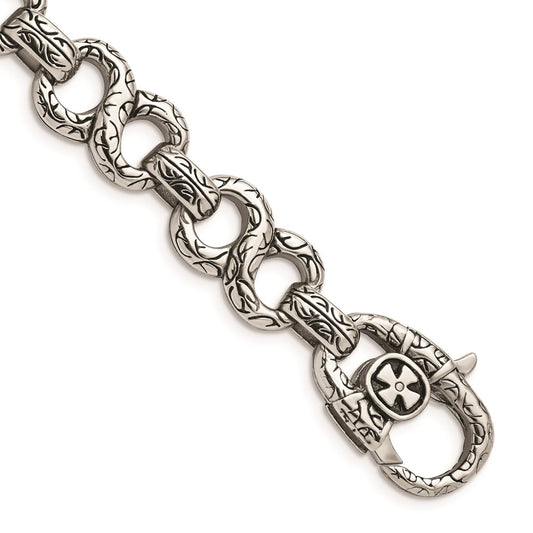 Chisel Brand Jewelry, Stainless Steel Polished & Antiqued 8.5in Men's Bracelet