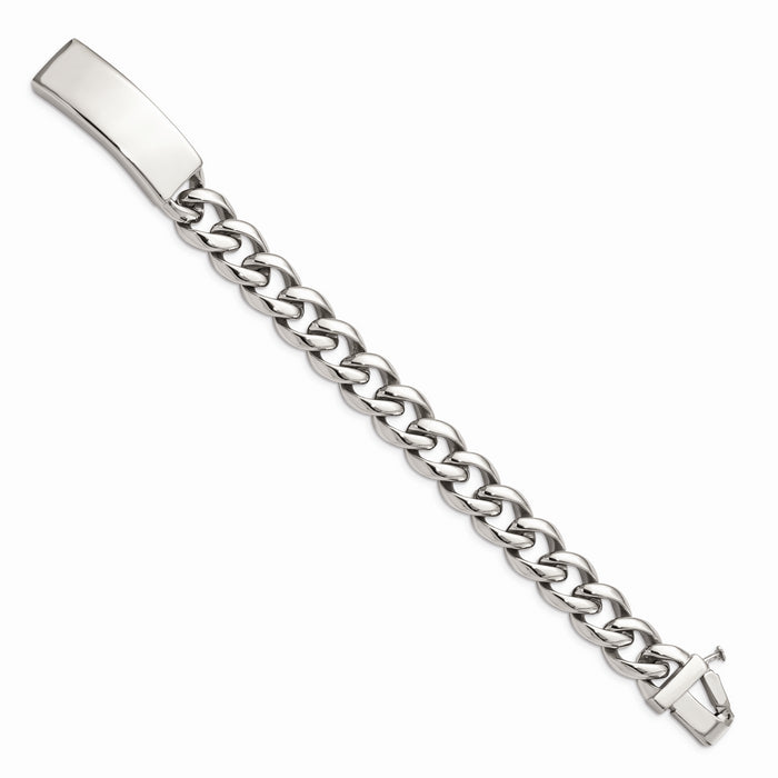 Chisel Brand Jewelry, Stainless Steel Polished with ID Plate 8.5in Bracelet