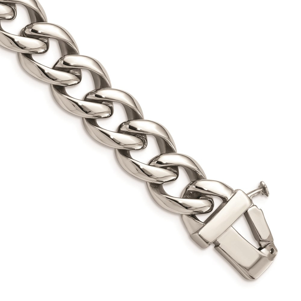 Chisel Brand Jewelry, Stainless Steel Polished with ID Plate 8.5in Bracelet