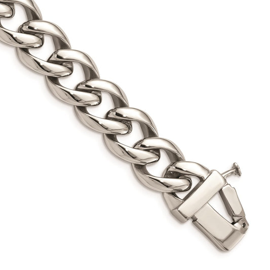 Chisel Brand Jewelry, Stainless Steel Polished with ID Plate 8.5in Bracelet
