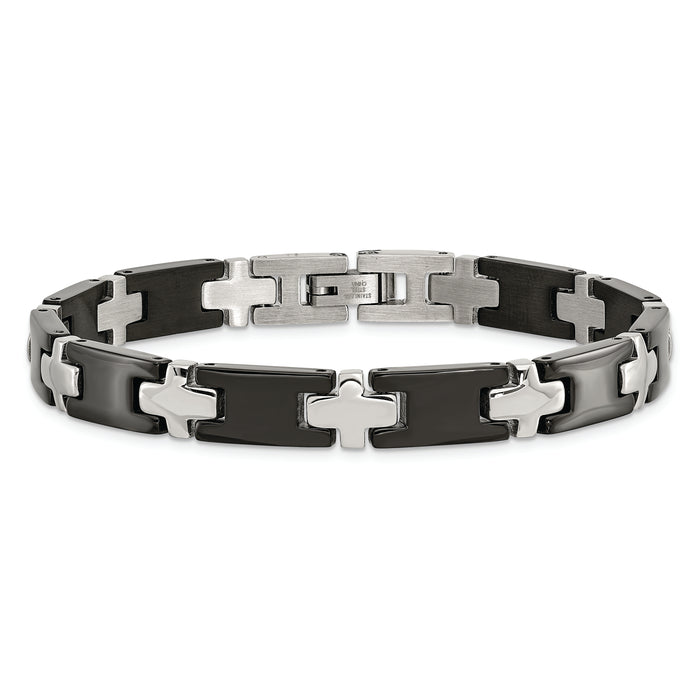 Chisel Brand Jewelry, Stainless Steel Black-plated 8in Men's Bracelet