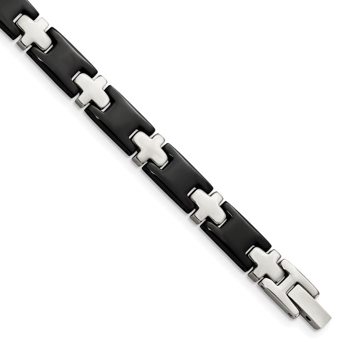 Chisel Brand Jewelry, Stainless Steel Black-plated 8in Men's Bracelet