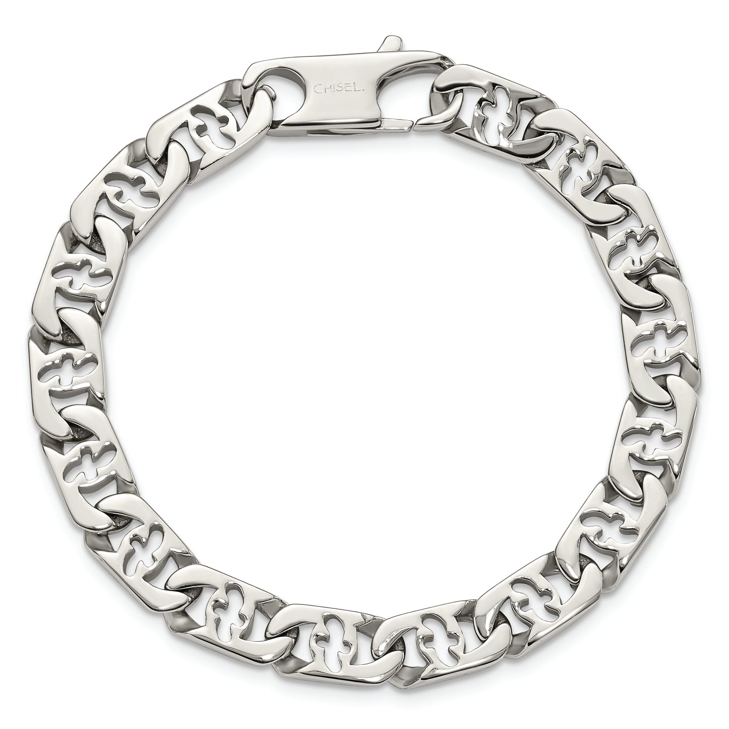 Chisel Brand Jewelry, Stainless Steel Polished Oval Links 8.5in Bracelet