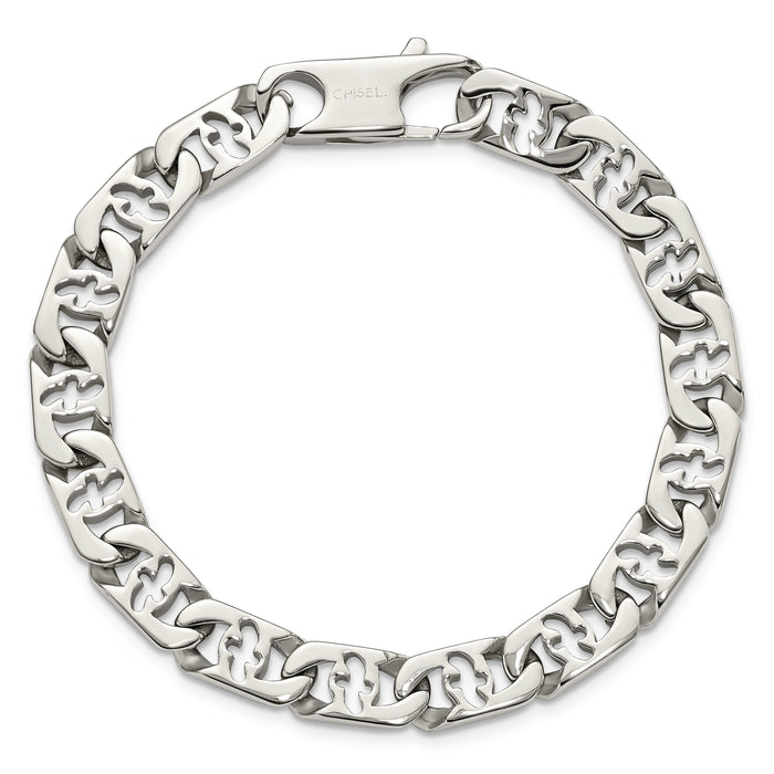 Chisel Brand Jewelry, Stainless Steel Polished Oval Links 8.5in Bracelet