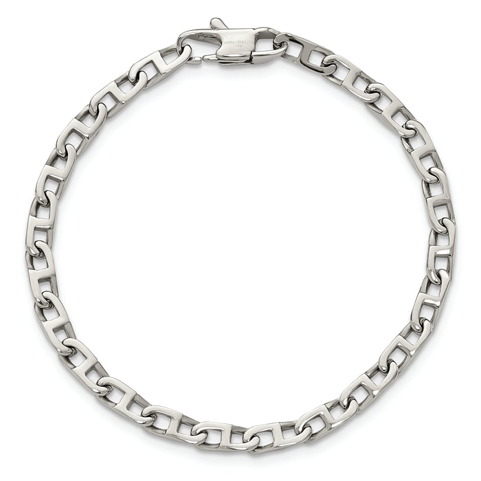 Chisel Brand Jewelry, Stainless Steel Polished Oval Links 7.75in Bracelet
