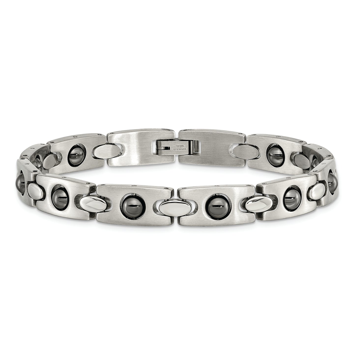 Chisel Brand Jewelry, Stainless Steel Magnetic Ball Accent Men's Bracelet