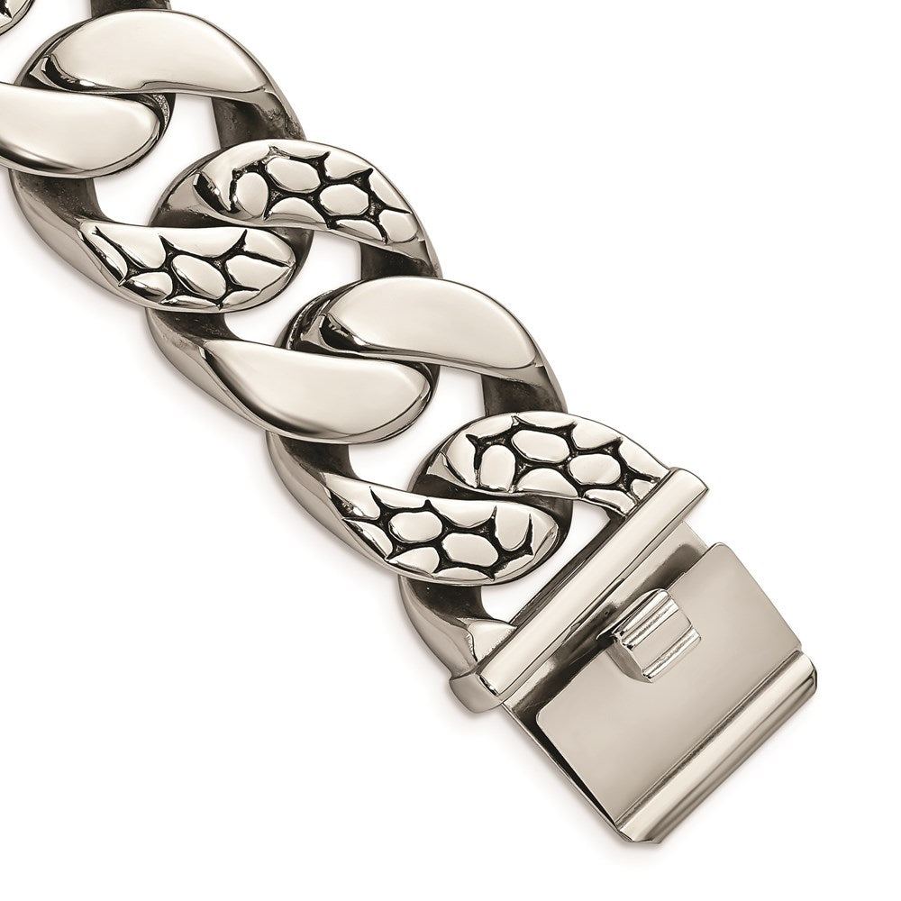 Chisel Brand Jewelry, Stainless Steel Polished & Antiqued Ovals 9in Bracelet