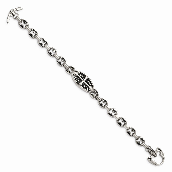 Chisel Brand Jewelry, Stainless Steel Antiqued Links 9in Toggle Men's Bracelet