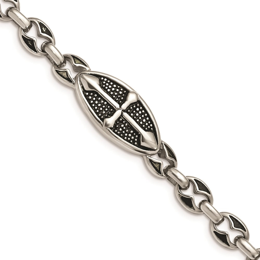 Chisel Brand Jewelry, Stainless Steel Antiqued Links 9in Toggle Men's Bracelet