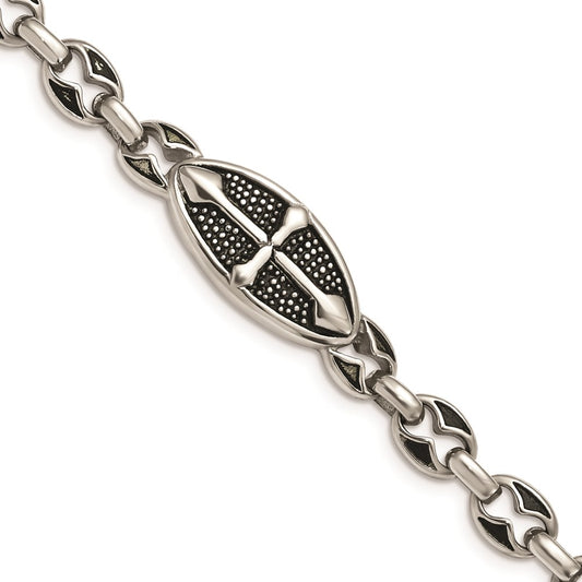 Chisel Brand Jewelry, Stainless Steel Antiqued Links 9in Toggle Men's Bracelet