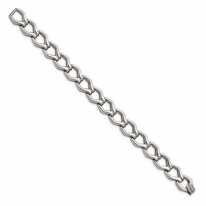 Chisel Brand Jewelry, Stainless Steel Polished Fancy Link 8.5" Bracelet