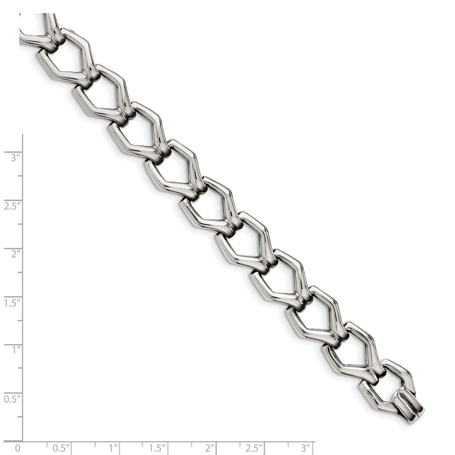 Chisel Brand Jewelry, Stainless Steel Polished Fancy Link 8.5" Bracelet